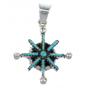 Silver And Turquoise Needlepoint Southwest Pendant VX55476