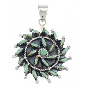 Sterling Silver And Turquoise Needlepoint Southwest Pendant Jewelry VX55480