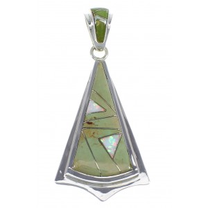 Southwest Turquoise And Opal Inlay Silver Pendant VX55547