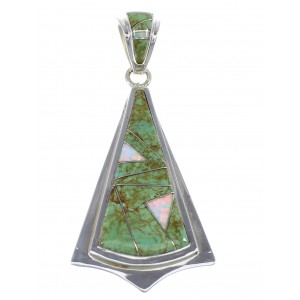 Turquoise And Opal Inlay Genuine Sterling Silver Pendant VX55553
