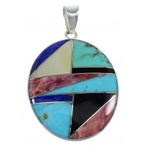Southwest Multicolor Inlay Sterling Silver Pendant VX55590