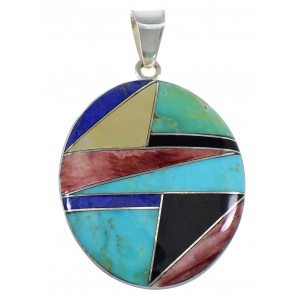 Multicolor Inlay And Genuine Sterling Silver Pendant VX55596