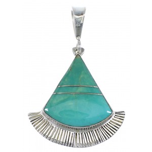 Authentic Sterling Silver and Turquoise Inlay Southwestern Pendant Jewelry VX55675