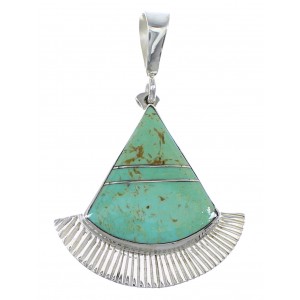 Southwest Sterling Silver and Turquoise Inlay Pendant Jewelry VX55677