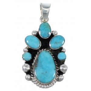 Turquoise And Authentic Sterling Silver Southwest Pendant Jewelry VX55737