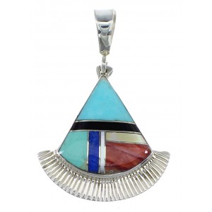 Sterling Silver Multicolor Inlay Southwest Slide Pendant Jewelry VX55773