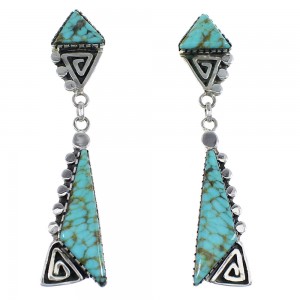 Sterling Silver Turquoise Water Wave Post Dangle Earrings RX56008