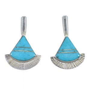 Turquoise Inlay Sterling Silver Post Earrings RX56114