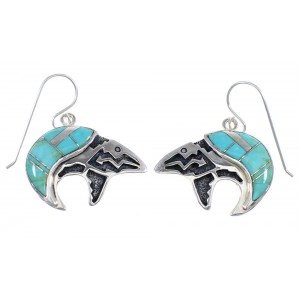 Silver Turquoise Bear Arrow Southwest Hook Dangle Earrings VX55835