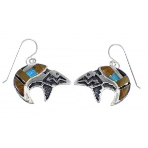 Silver Multicolor Bear Arrow Hook Dangle Earrings VX55934