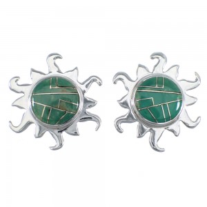 Southwest Turquoise And Genuine Sterling Silver Sun Post Earrings VX55953