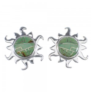 Turquoise And Genuine Sterling Silver Sun Post Earrings VX55955
