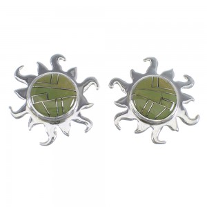 Turquoise Inlay And Genuine Sterling Silver Sun Post Earrings VX55960