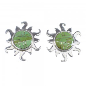 Sterling Silver And Turquoise Inlay Sun Post Earrings VX55964