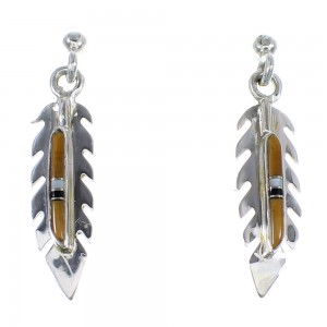 Multicolor Sterling Silver Feather Post Dangle Earrings RX56318