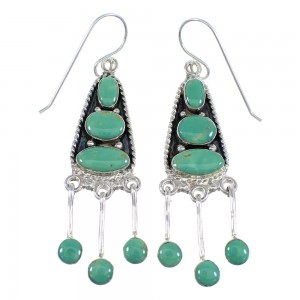 Southwest Turquoise Sterling Silver Hook Dangle Earrings RX56641