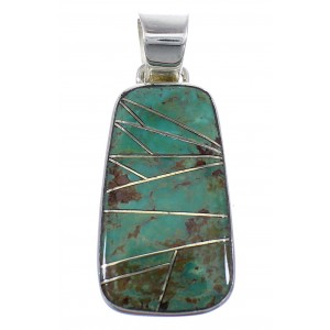 Southwest Genuine Sterling Silver Turquoise Inlay Pendant WX58510