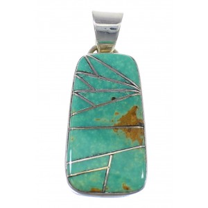 Genuine Sterling Silver And Turquoise Inlay Southwest Pendant WX58513