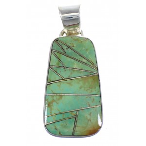 Turquoise Inlay And Sterling Silver Southwest Pendant WX58515