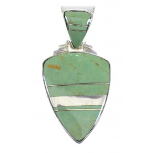 Turquoise Inlay Sterling Silver Southwest Pendant WX58542