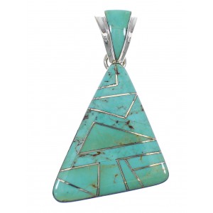 Southwest Turquoise Inlay Silver Pendant Jewelry WX58615