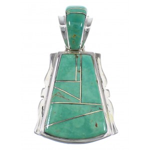 Southwest Turquoise Inlay Silver Slide Pendant WX58660