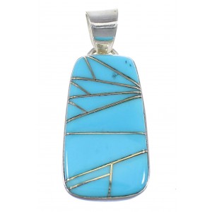 Turquoise Inlay Sterling Silver Slide Pendant EX56440