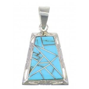 Turquoise Inlay Authentic Sterling Silver Pendant EX56456