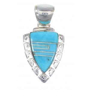 Genuine Sterling Silver Turquoise Inlay Pendant EX56473