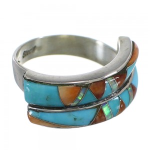 WhiteRock Wild Fire Multicolor Sterling Silver Ring Size 6-3/4 EX56960