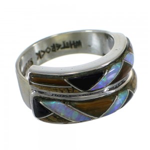 WhiteRock Rocky Trails Multicolor Sterling Silver Ring Size 5-3/4 EX56986