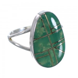 Southwest Genuine Sterling Silver And Turquoise Inlay Ring Size 6-1/4 WX58724