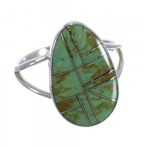 Turquoise Inlay And Sterling Silver Southwest Ring Size 5-1/4 WX58744