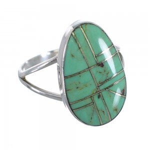 Turquoise Inlay Southwest Authenic Sterling Silver Ring Size 8-1/4 WX58757