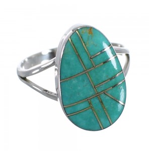 Sterling Silver Southwestern Turquoise Ring Size 7-3/4 WX58820