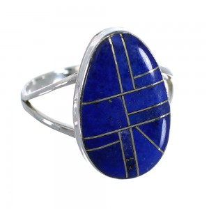 Authentic Sterling Silver And Lapis Inlay Ring Size 7-3/4 RX57823