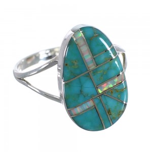 Authentic Sterling Silver Turquoise Opal Inlay Ring Size 7-1/4 RX57547