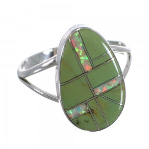 Southwestern Opal Turquoise Inlay Sterling Silver Ring Size 7-3/4 RX57729