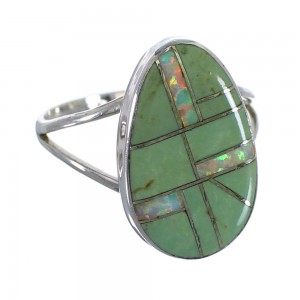 Southwest Turquoise Opal Inlay Sterling Silver Ring Size 8-3/4 RX57754