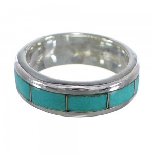 Southwest Sterling Silver And Turquoise Inlay Ring Size 4-3/4 VX58397
