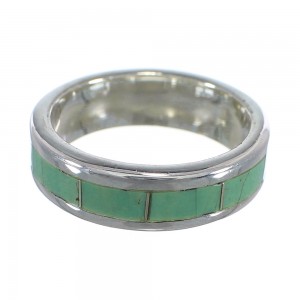 Southwest Authentic Sterling Silver And Turquoise Inlay Ring Size 5-1/2 VX58401