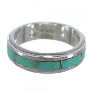 Authentic Sterling Silver And Turquoise Inlay Southwest Ring Size 4-3/4 VX58405