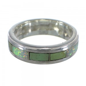 Authentic Sterling Silver Turquoise And Opal Inlay Ring Size 5-3/4 RX57431