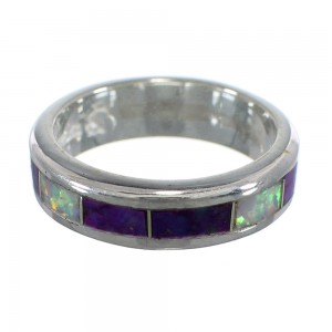 Silver Magenta Turquoise And Opal Southwest Ring Size 6-1/2 VX57688