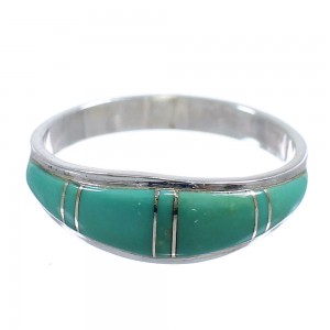 Southwestern Turquoise And Genuine Sterling Silver Jewelry Ring Size 8-1/4 WX58863