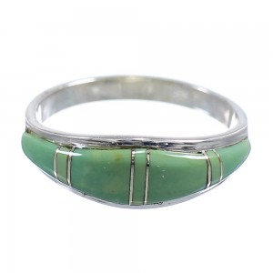 Turquoise Inlay Silver Southwestern Jewelry Ring Size 8-1/4 WX58928
