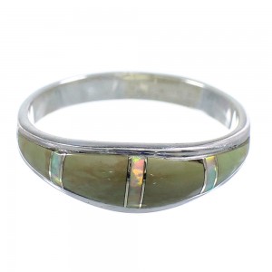 Turquoise Opal Inlay Southwest Sterling Silver Ring Size 8-1/4 RX57247