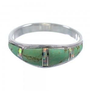 Authentic Sterling Silver Turquoise Opal Inlay Ring Size 7-1/4 RX57274