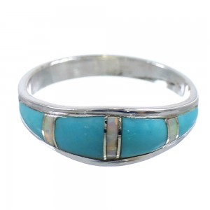 Authentic Sterling Silver Southwestern Turquoise Opal Ring Size 7-3/4 RX57338