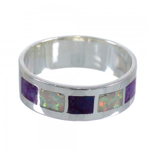 Southwest Opal Magenta Turquoise And Genuine Sterling Silver Jewelry Ring Size 8-1/4 VX57824